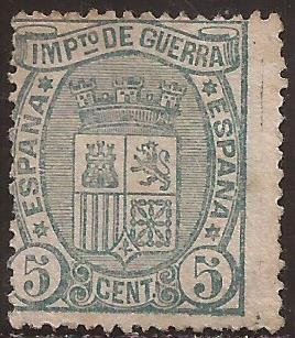 Impuesto de Guerra Escudo de España  1875  5 cts