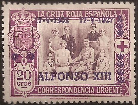 Cruz Roja Española. Familia Real  1926 Sobreestampado. Urgente 20 cts