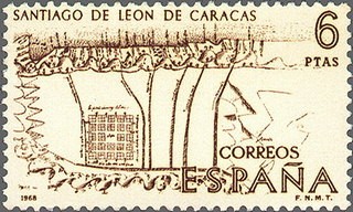 ESPAÑA 1968 1893 Sello Nuevo Forjadores de America Plano de Santiago de Leon Caracas
