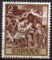 ESPAÑA 1969 1914 Sello Pintor Alonso Cano Sagrada Familia Usado