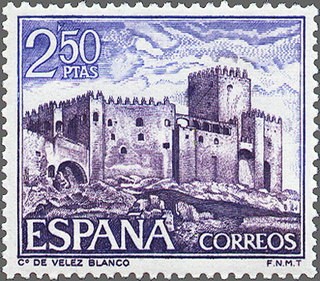 ESPAÑA 1969 1929 Sello Nuevo Serie Castillos de España Velez Blanco Almeria c/señal charnela