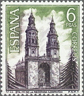 ESPAÑA 1969 1938 Sello Nuevo Serie Turistica Iglesia Sta. Mª la Redonda Logroño