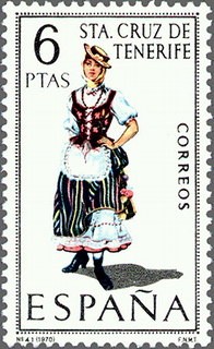 ESPAÑA 1970 1953 Sello Nuevo Serie Trajes Tipicos Españoles Sta. Cruz Tenerife c/señal charnela