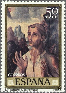 ESPAÑA 1970 1963 Sello Nuevo Dia del Sello Pintor Luis de Morales El Divino San Esteban