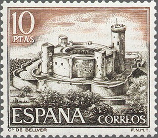 ESPAÑA 1970 1981 Sello Nuevo Castillos de España Bellver Mallorca