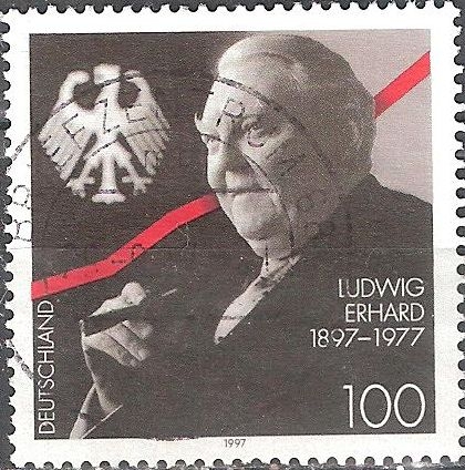 Cent de nacimiento de Ludwig Erhard, Ministro Federal de Economía (1949-1963).