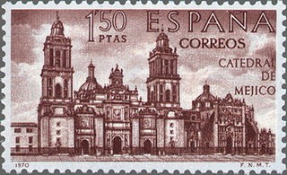 ESPAÑA 1970 1997 Sello Nuevo Forjadores America Catedral de Mexico