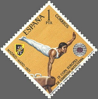 ESPAÑA 1971 2034 Sello Nuevo IX Campeónato Europeo de Gimnasia Masculina Barra Fija