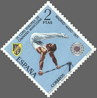ESPAÑA 1971 2035 Sello Nuevo IX Campeónato Europeo de Gimnasia Masculina Caballo con aros