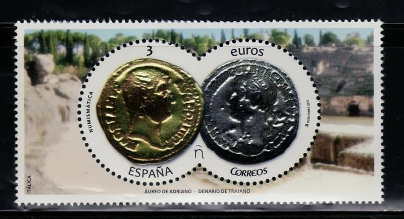 Numismática, Aúereo de Adriano, Denario de Trajano