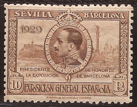 Alfonso XIII. Pro Expo Sevilla Barcelona  1929  10 ptas
