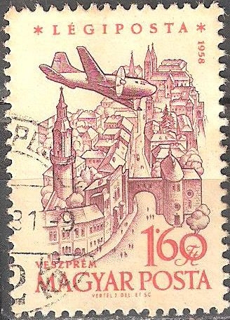 40º aniv de los sellos húngaros de correo aéreo.Castillo de Veszprém.