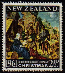 Nueva Zelanda 1961 Scott 354 Sello º Navidad Christmas Adoracion Reyes Magos de Durero Nouvelle Zela