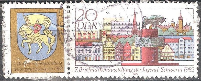 7ª exposición de sellos de la juventud, edificio en Schwerin (DDR).