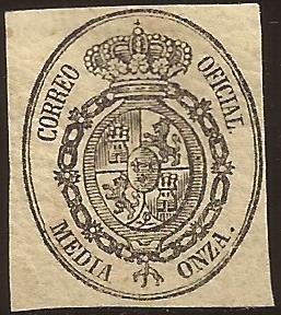 Escudo de España. Sello para el Servicio Oficial  1855  1/2 onza