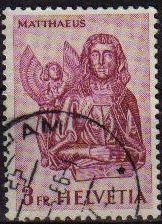 Suiza 1961 Scott 406 Sello Apostol Matthaeus y el Angel Michel 738 Switzerland Suisse 