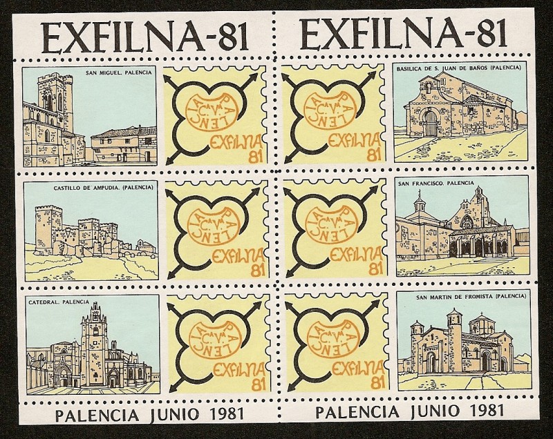 Exfilna 81 - Monumentos de Palencia - sellos conmemorativos(sin valor postal)