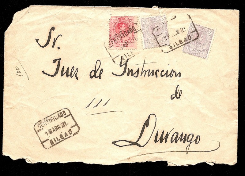 Carta Antigüa  -  Alfonso XIII -- Durango -Bilbao-