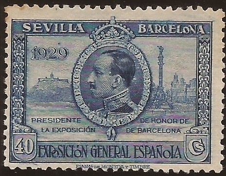 Alfonso XIII y Barcelona  1929  40 cents