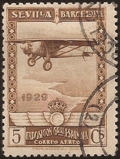 Pro Expo Sevilla Barcelona  1929  aéreo 5 cents