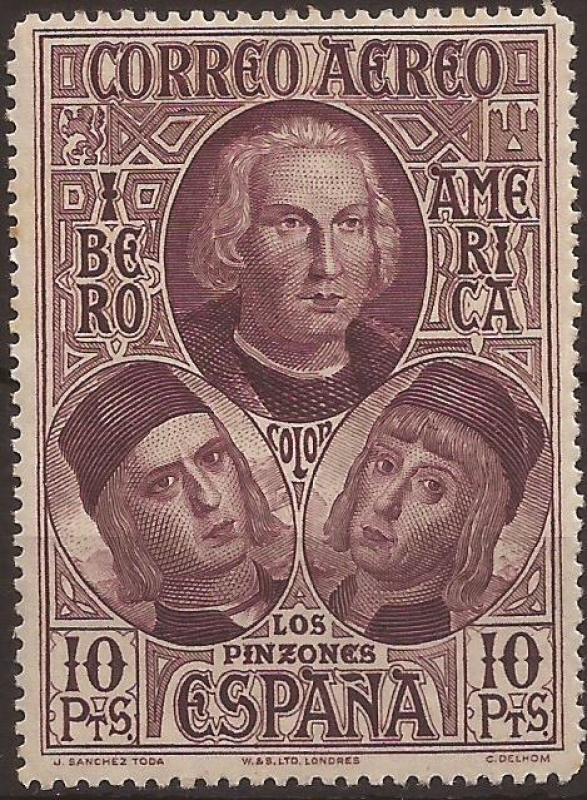 Colón y los hermanos Pinzón 1930 10 ptas