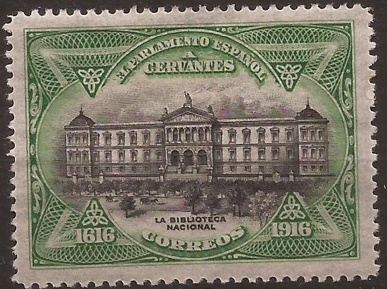 III Cent muerte Cervantes. Biblioteca Nacional  1916  Sin Valor Postal