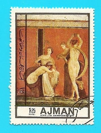 AJMAN - la flagelación - Villa del misterio - Arte Romano - Pompeya