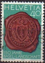 Suiza 1983 Scott 739 Sello Heraldica Aniversario Canton Basilea Michel1255 usado Switzerland Suisse 