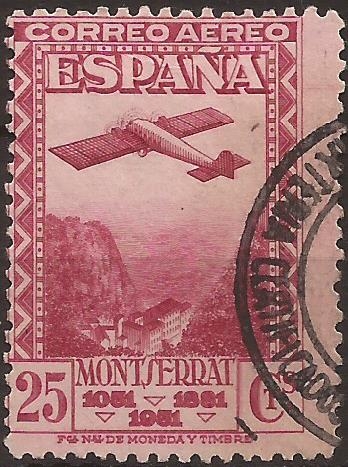 IX Cent Fundación Monasterio de Montserrat  1931 Aéreo 25 cents