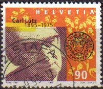 SUIZA Switzerland Suisse 1999 Scott1059 Sello Personajes Carl Lutz Diplomatico Michel1696 usado