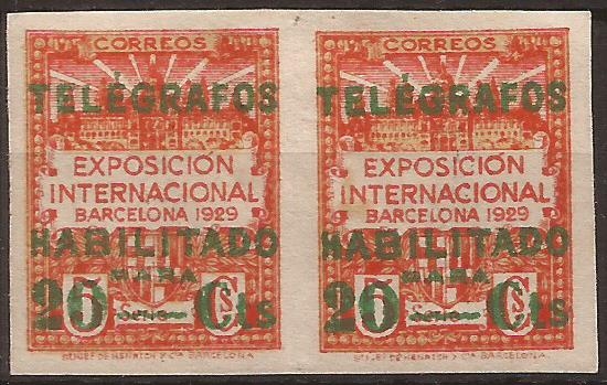 Expo Internacional BCN 1929  para Telégrafos 20 cents