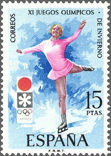 ESPAÑA 1972 2075 Sello Nuevo XI Juegos Olimpicos de Invierno Sapporo Patinaje Artístico c/s charnela