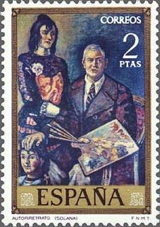 ESPAÑA 1972 2078 Sello Nuevo Pintor Solana Autorretrato