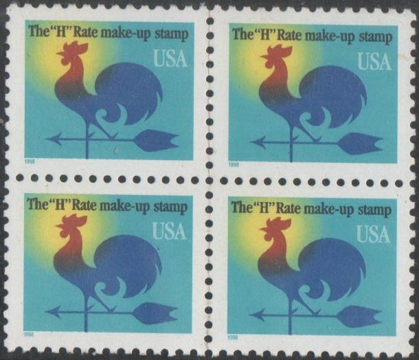 Gallo veleta Tasa H. Block de 4 sellos.
