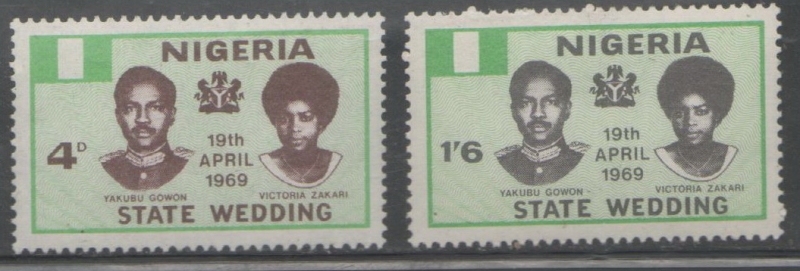 YAKUBU GOWON Y VICTORIA ZACARI Y ESCUDO DE NIGERIA 1969