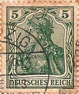 Germania with imperial crown, hatched background (GK)