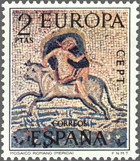 ESPAÑA 1973 2125 Sello Nuevo Europa CEPT Rapto de Europa Mosaico Romano de Merida Badajoz