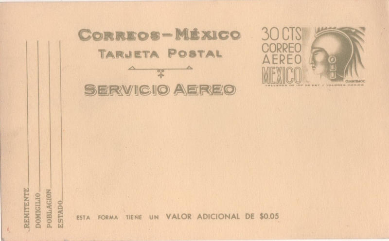 CUAUHTEMOC TARJETA POSTAL  SERIE ARQUITECTURA Y ARQUEOLOGÍA 50-75