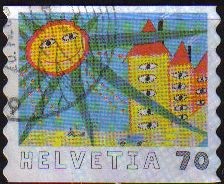 SUIZA Switzerland Suisse 2000 Scott1081 Sello Dibujos de Niños Michel1732