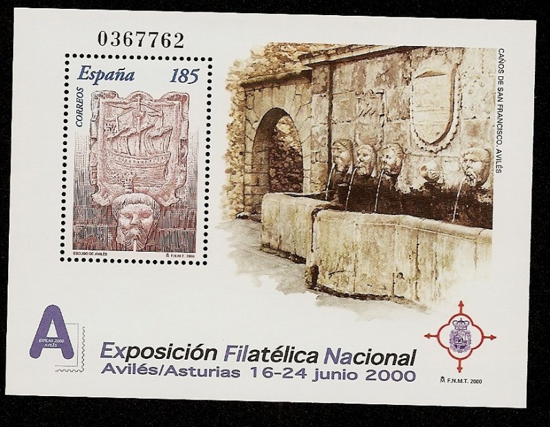 Exfilna 2000 - Escudo de  Avilés y caños de San Francisco