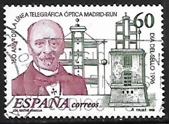 Dia del sello - 150º aniversario de la linea telegráfica óptica Madrid - Irun