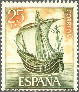 ESPAÑA 1964 1600 Sello Nuevo Barcos Marina Española Carraca