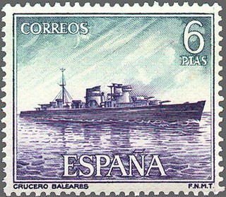 ESPAÑA 1964 1611 Sello Nuevo Barcos Marina Española Crucero Baleares