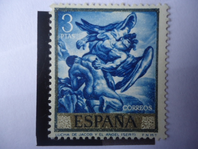 Ed:1717 - Lucha de Jacob y el Ángel - Oleo del español José María Sert (1874-1945)