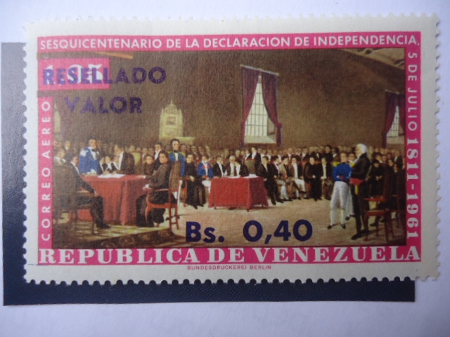 Sesquicentenario de la  Declaración de Independencia, 5 de Julio 1811 al 1961 - Firma de la Independ