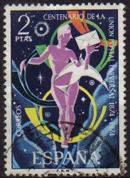 ESPAÑA 1974 2211 Sello Centenario Union Postal Internacional UPU Usado