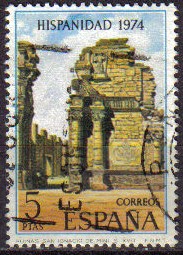 ESPAÑA 1974 2215 Sello Hispanidad Argentina Ruinas de la Mision de San Ignacio de Mini Usado Spain