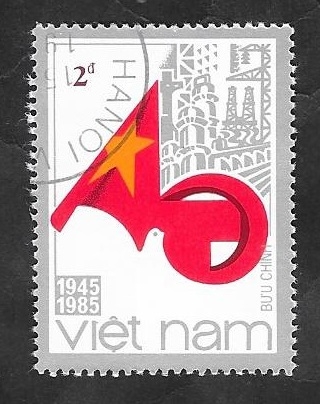 605 - 40 Anivº de la República socialista de Vietnam, Bandera Naconal