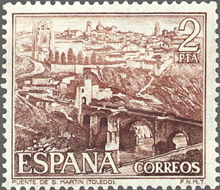 ESPAÑA 1975 2267 Sello Nuevo IX Serie Turistica Puente de S. Martín Toledo c/señal charnela