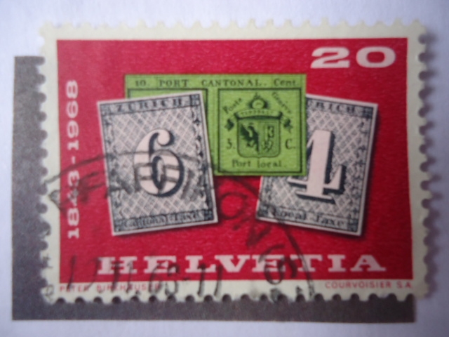 1843-1968 - Zürich Mi Nr 1 y 2, Geneva Mi Nr 1 - Sello Jubileo